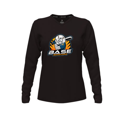 [CUS-DFW-TEES-CMF-VNK-LSL-BLK-FYXS-LOGO1] Decker Comfort T-Shirt (Female Youth XS, Black, V Neck, Logo 1, Long Sleeve)