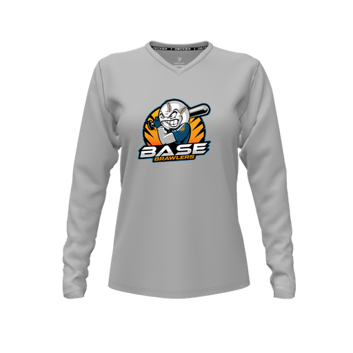 [FTLVPTGY-FYXS-LOGO1] Decker Performance T-Shirt (Female Youth XS, Gray, V Neck, Logo 1, Long Sleeve)